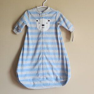 Carter's Fleece Blue Polar Bear Sleep Sack. Size Small NWT